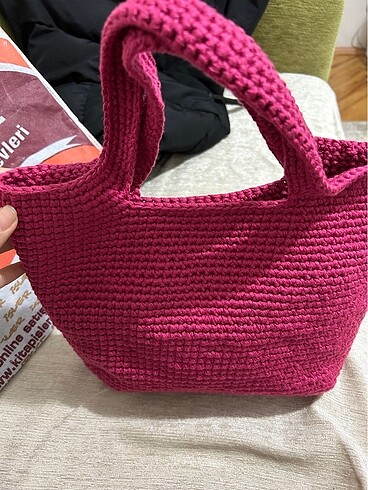 Beden pembe Renk El yapımı örme çanta