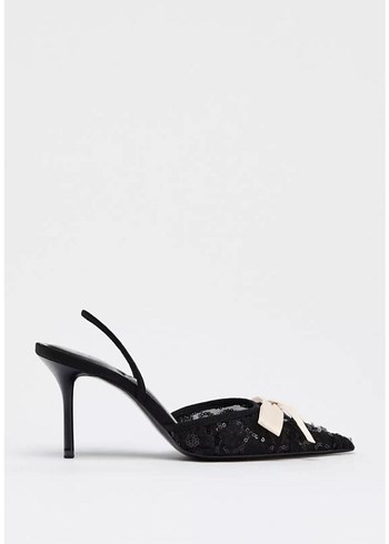 38 Beden siyah Renk Zara Klasik Fiyonklu Siyah Stiletto
