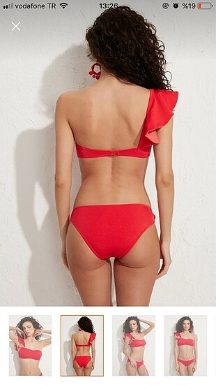 m Beden kırmızı Renk less more marka tek kollu bikini üstü
