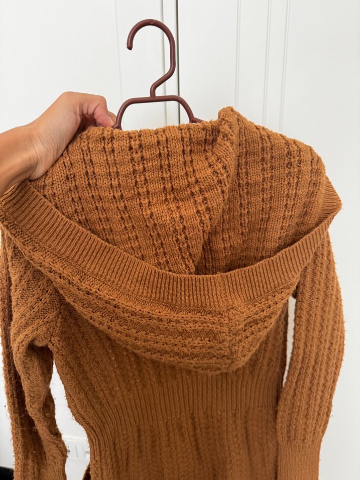 Bohem Tarz Uzun Örgü Kahverengi Hırka - Görsel 3