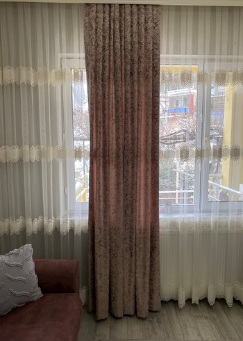 Pembe Tie-Dye Desenli Pastel Perde - Görsel 6