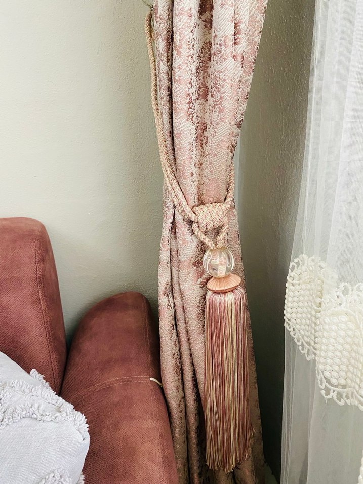 Pembe Tie-Dye Desenli Pastel Perde - Görsel 3