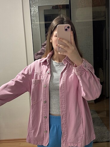 xs Beden pembe Renk Zara Oversize Pembe Kot Ceket