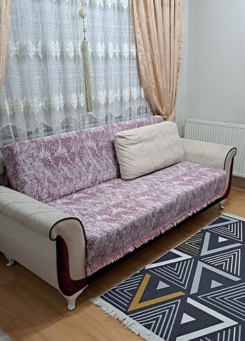Koltuk Örtüsü pembe~Beyaz 