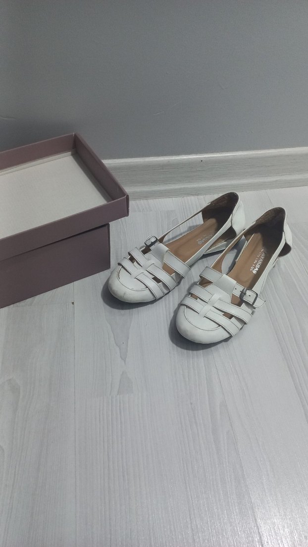 Tokalı Beyaz Kadın Sandalet babet - Görsel 2