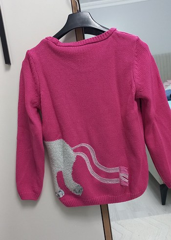 Kız Çocuk Pembe Triko Unicorn kazak - Görsel 2