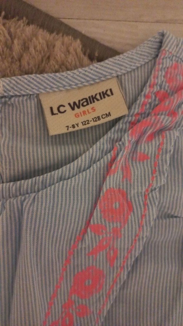 Mavi Çiçek Desenli Kız Bluzu - Görsel 4