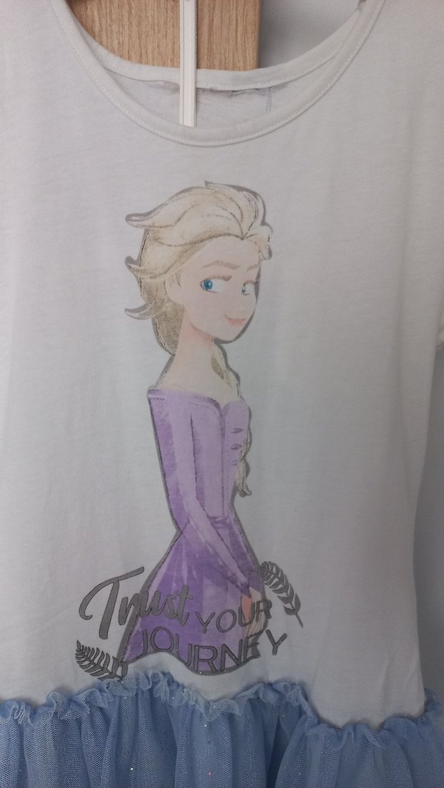 Kız Çocuk Elsa Baskılı Pamuklu Elbise - Görsel 3