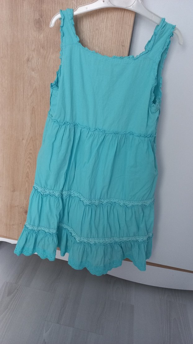 Turkuaz Nakışlı Elbise - Görsel 2