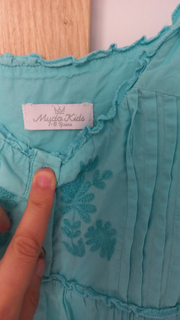 Turkuaz Nakışlı Elbise - Görsel 3