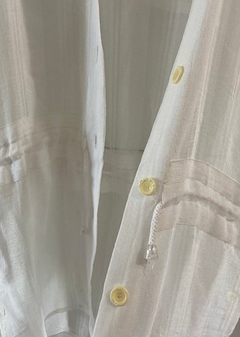 Beyaz Keten görünümlü Kadın ceket Uzun Kollu - Görsel 3