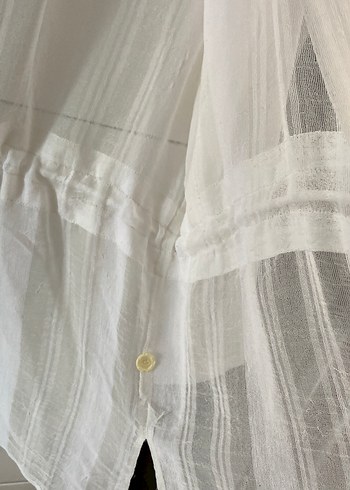 Beyaz Keten görünümlü Kadın ceket Uzun Kollu - Görsel 4