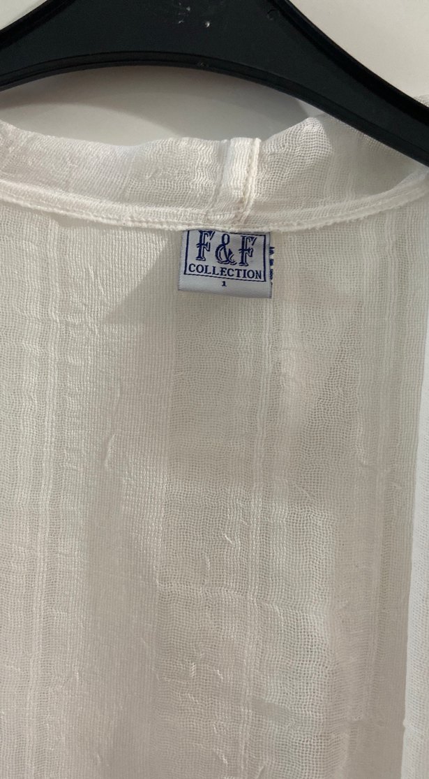 Beyaz Keten görünümlü Kadın ceket Uzun Kollu - Görsel 2