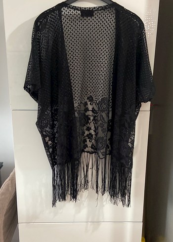 Siyah Dantel Bohem Midi Kimono - Görsel 4