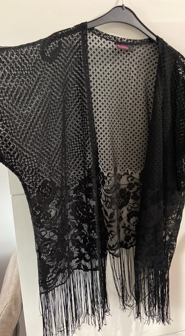 Siyah Dantel Bohem Midi Kimono - Görsel 2