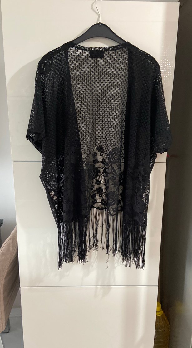 Siyah Dantel Bohem Midi Kimono - Görsel 4