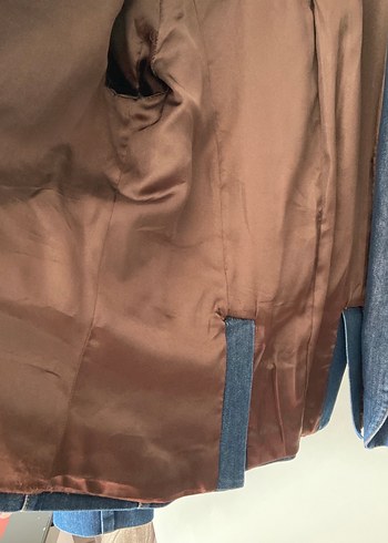 Düğmeli Kadın Denim Ceket, Koyu Mavi - Görsel 2