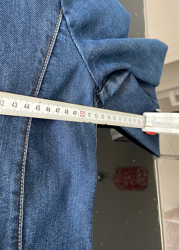 Düğmeli Kadın Denim Ceket, Koyu Mavi - Görsel 5