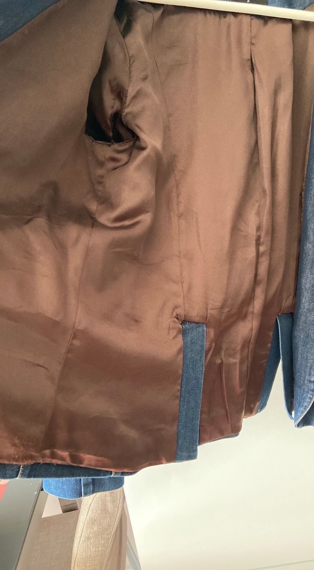 Düğmeli Kadın Denim Ceket, Koyu Mavi - Görsel 2