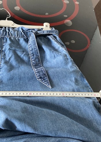 Mavi Kemerli Bol Kesim Kadın Kot Pantolon - Görsel 9