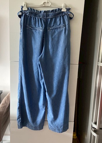 Mavi Kemerli Bol Kesim Kadın Kot Pantolon - Görsel 4