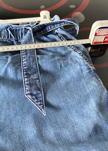 Mavi Kemerli Bol Kesim Kadın Kot Pantolon - Görsel 10