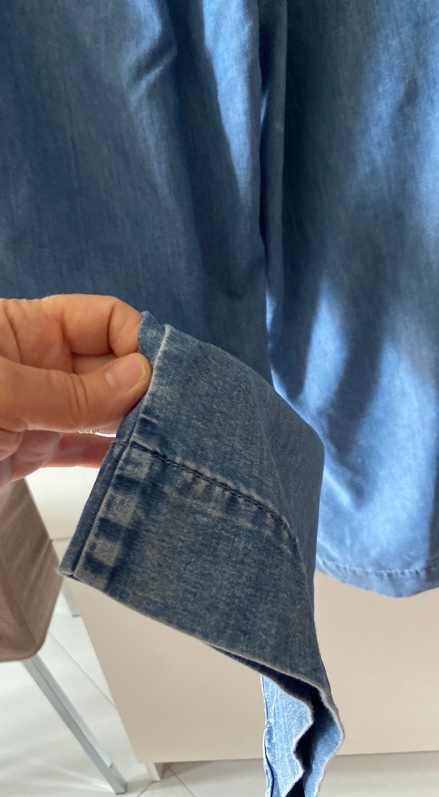 Mavi Kemerli Bol Kesim Kadın Kot Pantolon - Görsel 5