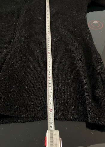 Siyah Örgü siyah simli Kadın Midi Hırka - Görsel 7