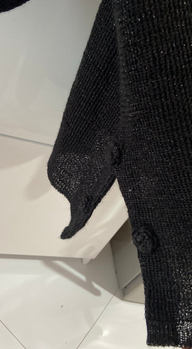 Siyah Örgü siyah simli Kadın Midi Hırka - Görsel 4