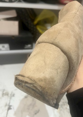 Lescon Bej Süet Topuklu Kadın Bot - Görsel 2