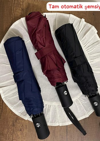 Bordo Tam Otomatik Kadın Şemsiye Velcro