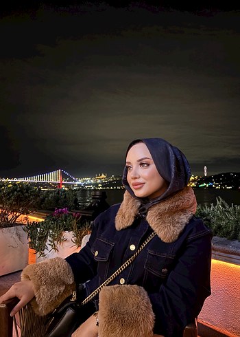 Kürklü Siyah Denim Ceket - Görsel 2