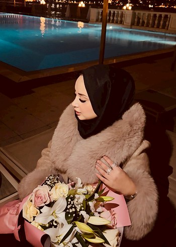 Bej Süet Uzun Kürklü Kadın Kaban - Görsel 6