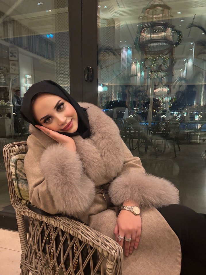 Bej Süet Uzun Kürklü Kadın Kaban - Görsel 5