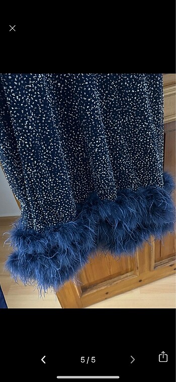 Lacivert tüylü elbise - Görsel 5