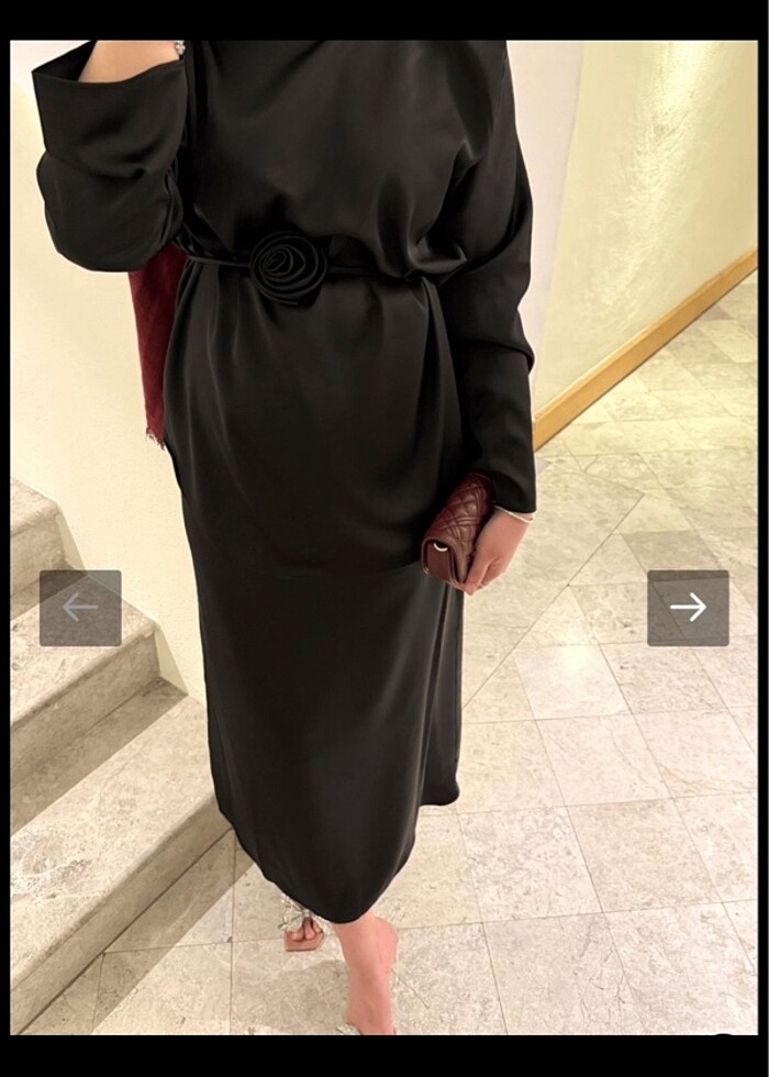 siyah güllü takım saten - Görsel 2