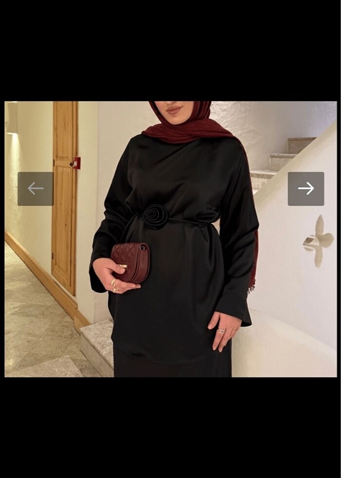 siyah güllü takım saten - Görsel 4