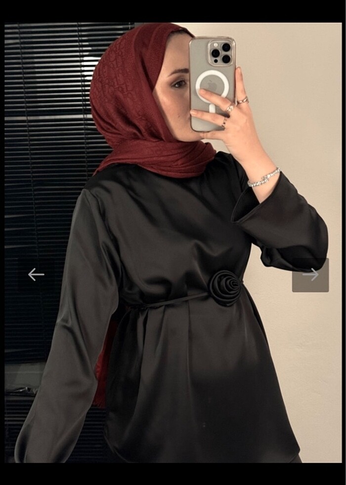 siyah güllü takım saten - Görsel 3