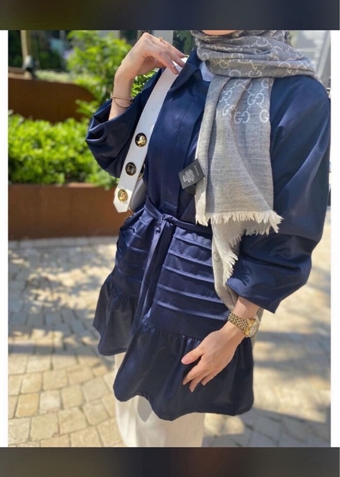 lacivert tunik fırfırlı - Görsel 4