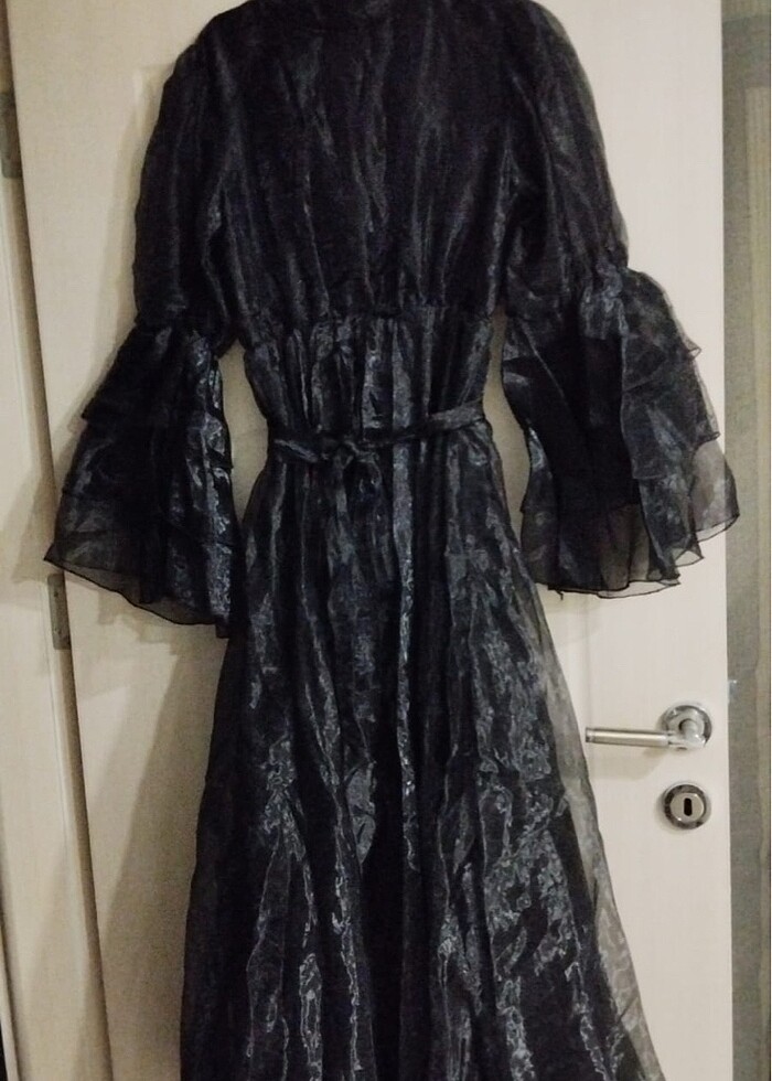 balon kol elbise siyah - Görsel 2