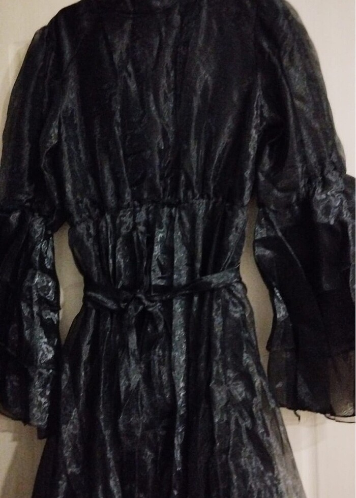 balon kol elbise siyah - Görsel 3