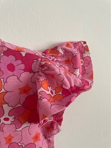 7 Yaş Beden Yazlık pembe çiçekli penye elbise