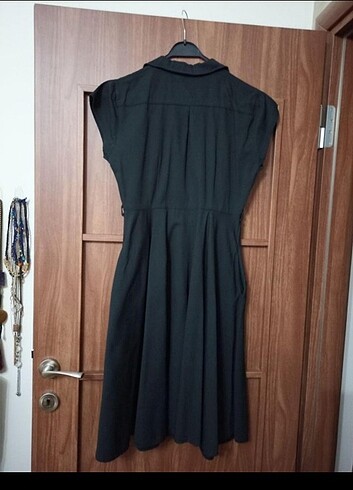 Diğer Siyah Düğmeli Vintage Elbise