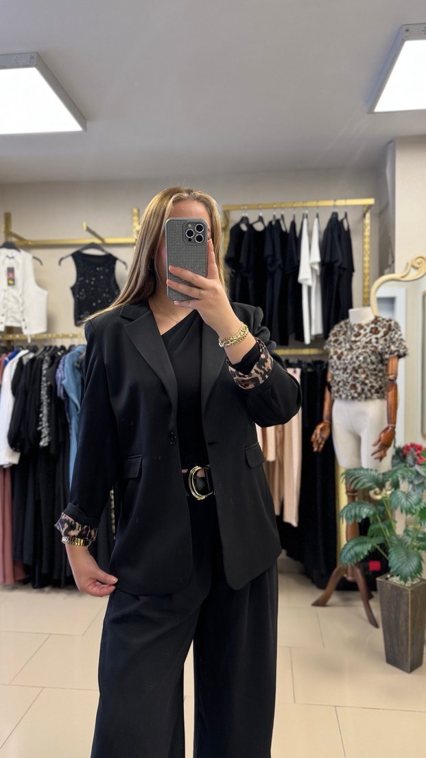 Leopar Astarlı Blazer Ceket - Görsel 3