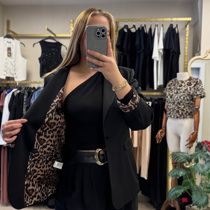 Leopar Astarlı Blazer Ceket - Görsel 2