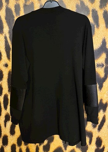 Kadın Siyah Deri Detaylı Payetli Uzun Ceket - Görsel 3