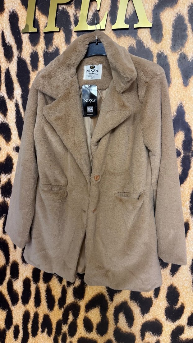 Açık Kahve Kadın Suni Kürk Ceket - Görsel 2