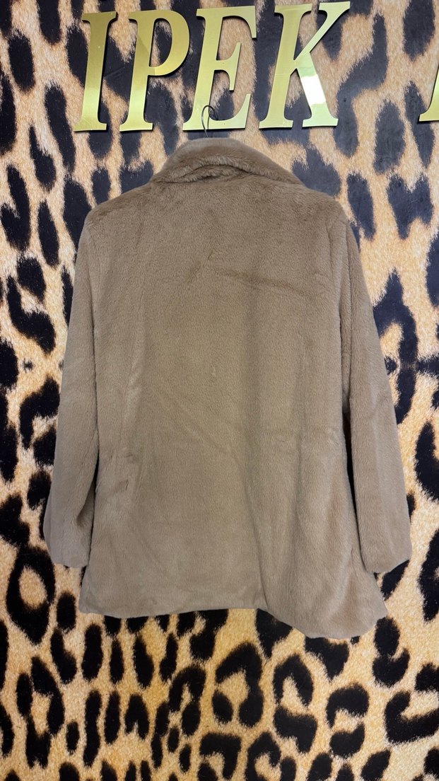 Açık Kahve Kadın Suni Kürk Ceket - Görsel 3