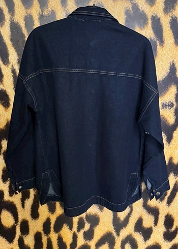 Kadın Lacivert Sağ Kol Taşlı Tasarım Kot Ceket - Görsel 3