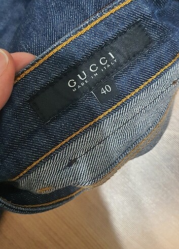 40 Beden lacivert Renk Gucci Boru paça jean kot pantolon